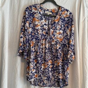 C&C California Navy and Orange Floral Tunic